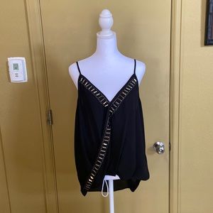 Socialite Black Beaded Dressy Tank - Size L